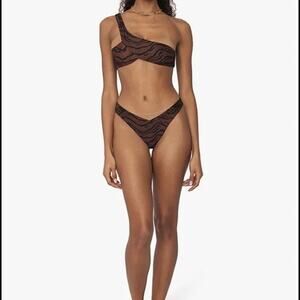 WeWoreWhat Delilah Bottom and Asymmetrical Cross Over Bikini Top Set Size XS